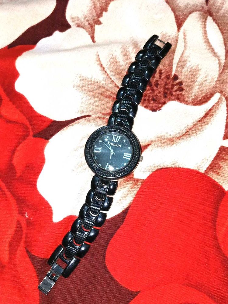 Elegant Black Metal Wristwatch