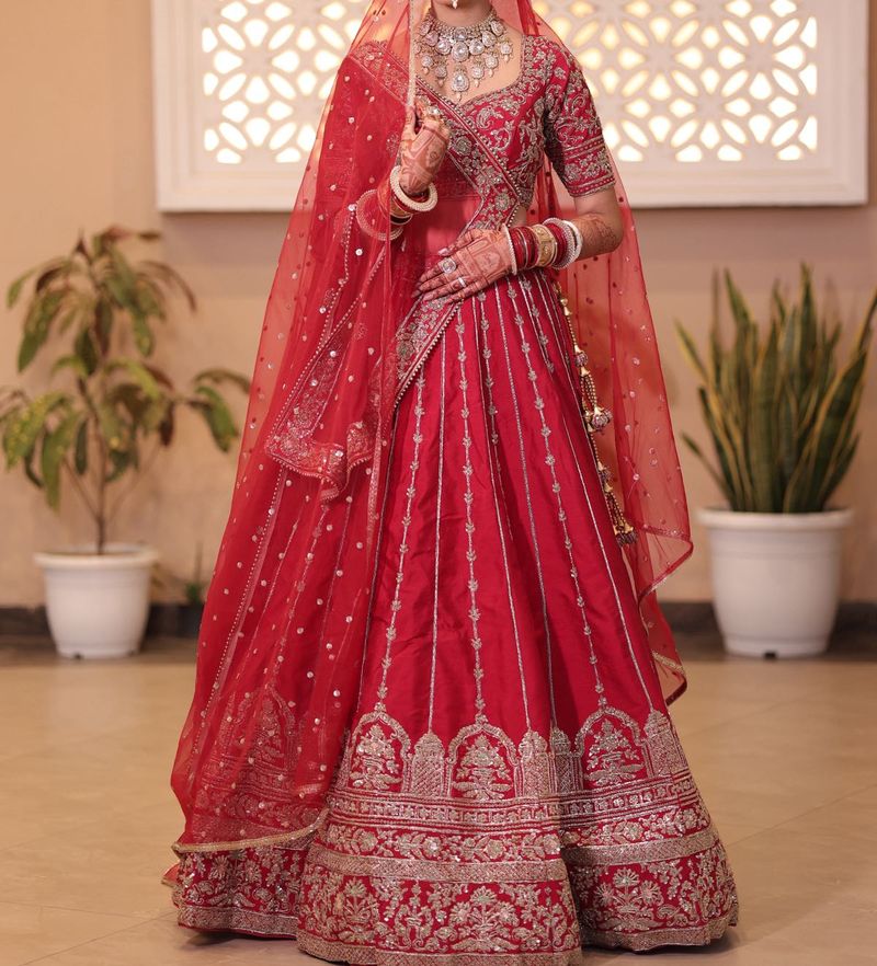 Plum Red Handwork Bridal Lehenga