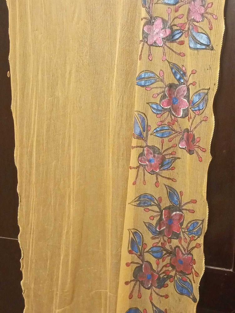 Hand-Painted Floral Dupatta