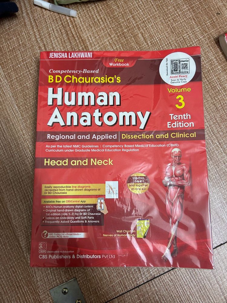 BD Chaurasia's Human Anatomy Vol 3 with workbook