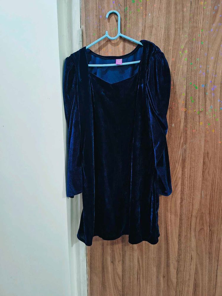 Navy Blue Velvet Dress