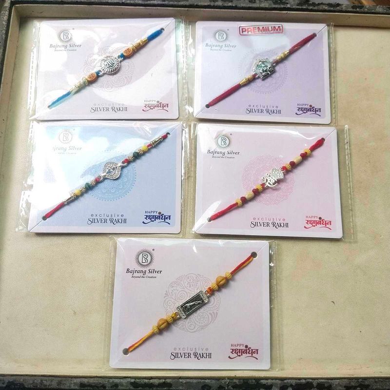 Exclusive Pure Silver Rakhis - Pack of 5