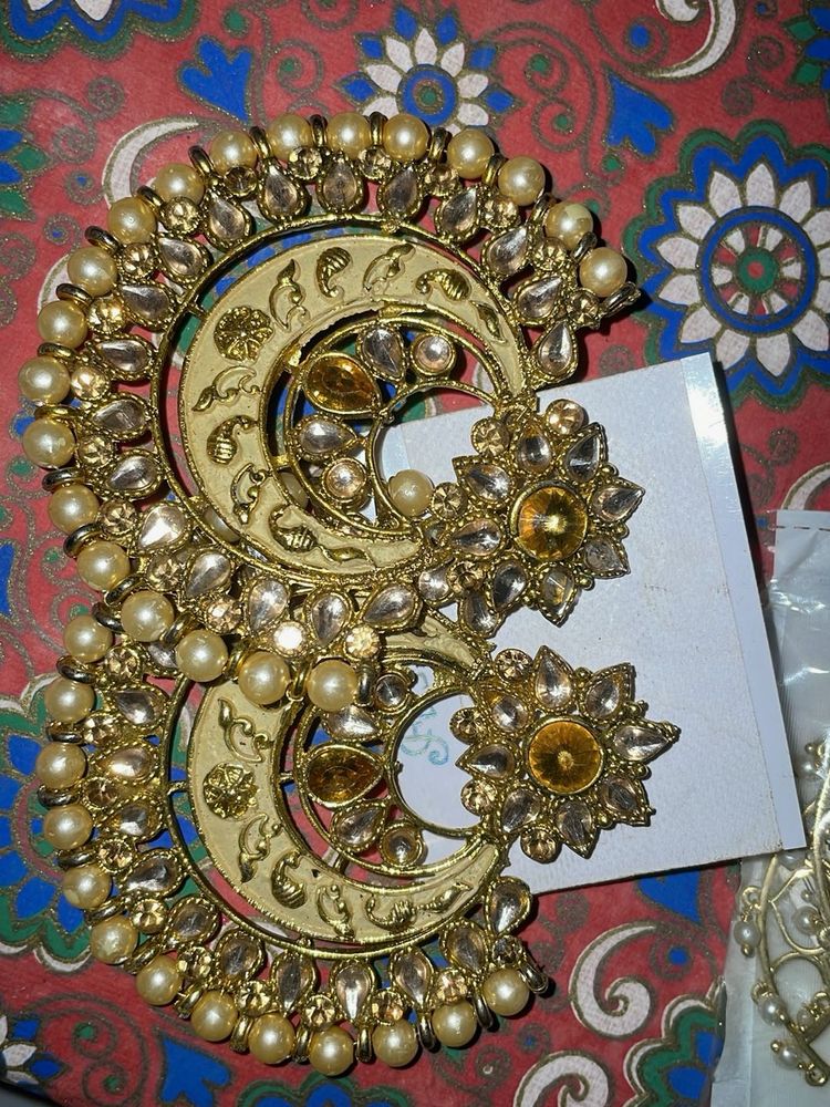 Stunning Gold Chandbali Earrings