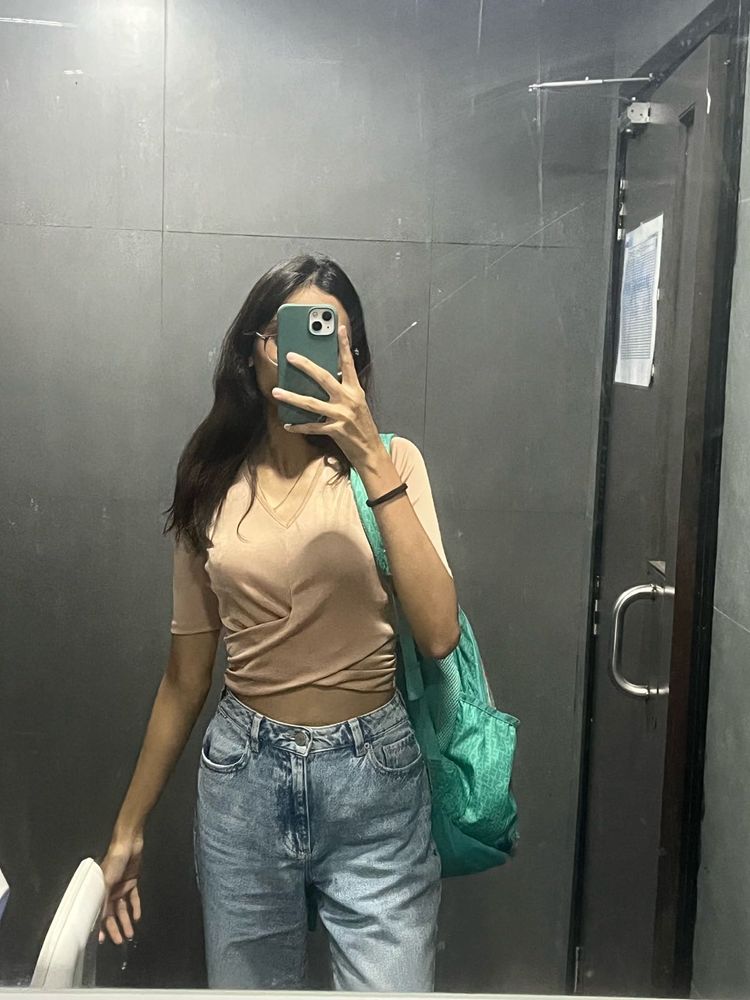 Nude Crop Top With Cross Pattern ♨️