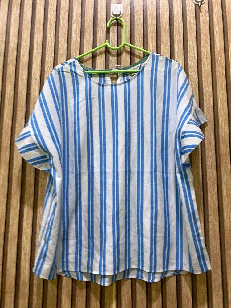 Blue and White Striped Top