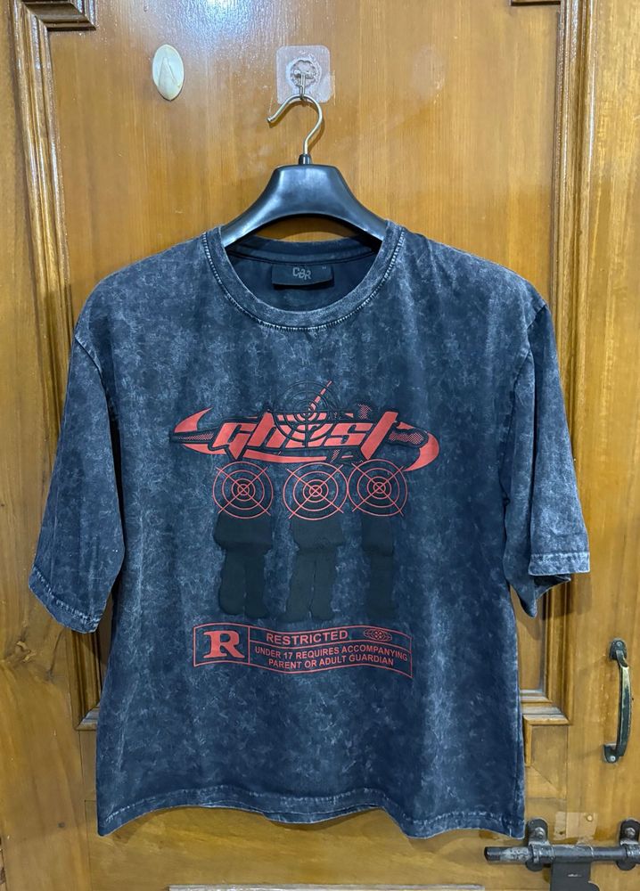 Boxy Fit Oversized Graphic Print Acid Wash T-Shirt