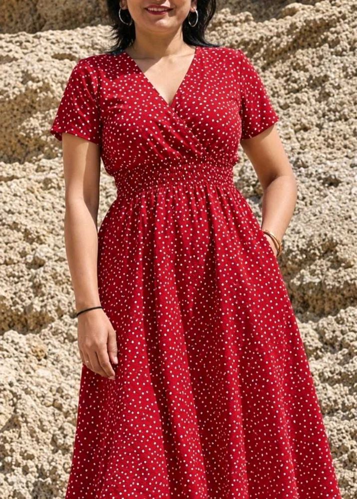 Charming Polka Dot Midi Dress