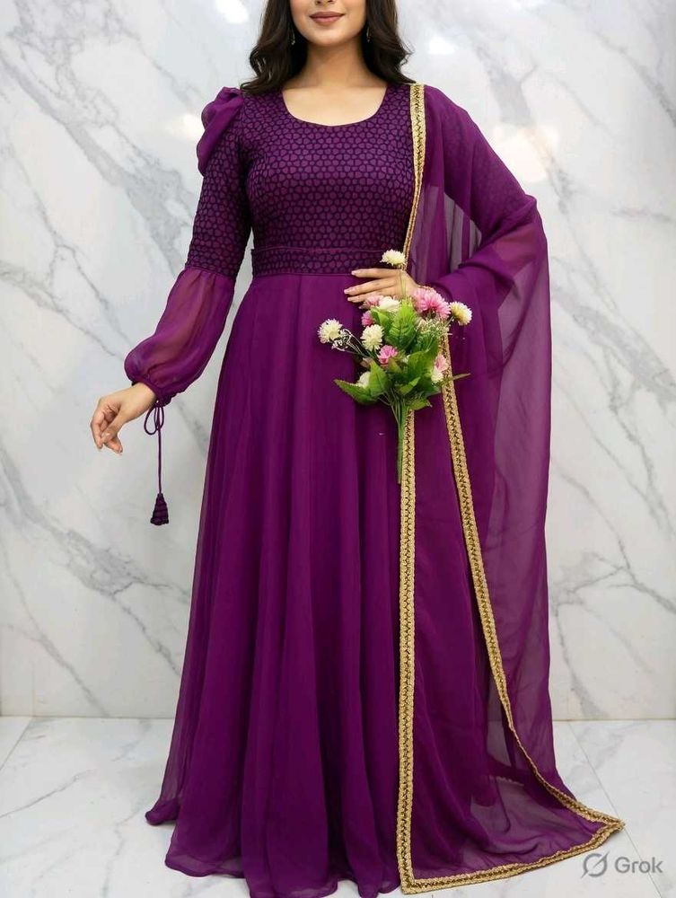Elegant Purple Anarkali with Dupatta