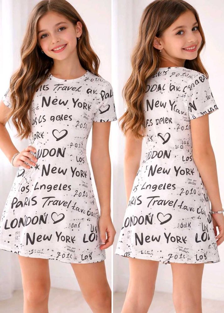 Girls' New York Print Dress