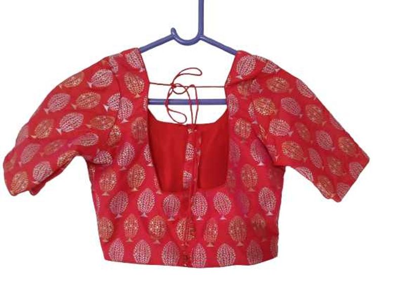 Red Brocade Blouse