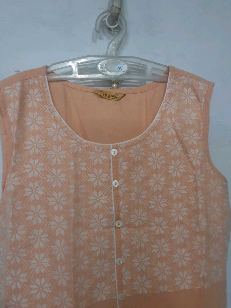 Peach Printed Kurta