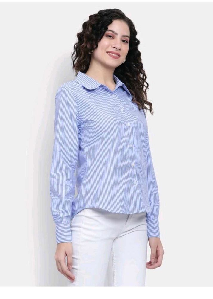 Striped Blue &amp; White Shirt Women