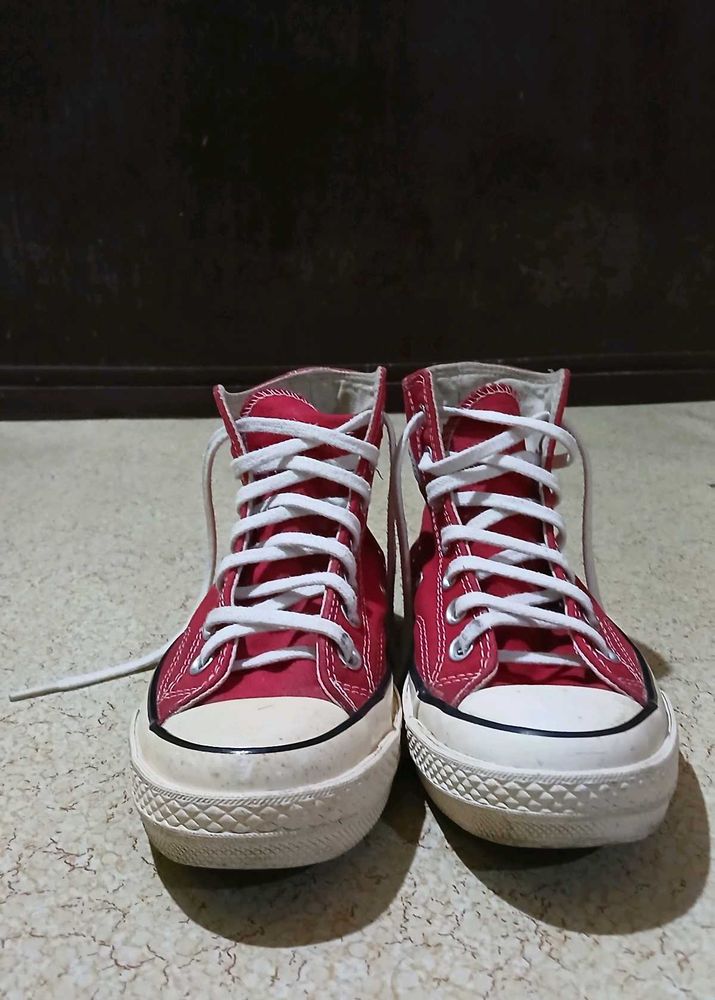 Red High-Top Converse Sneakers