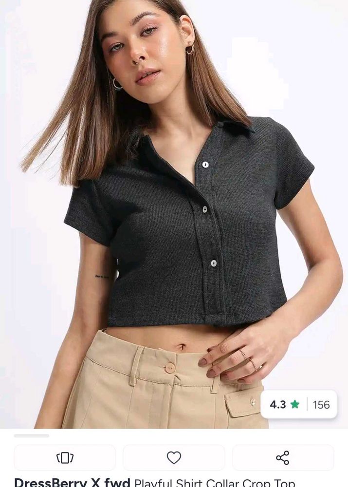 Dark Grey Cropped Polo Shirt