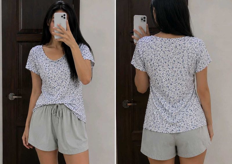 Cute Floral Print Pajama Set