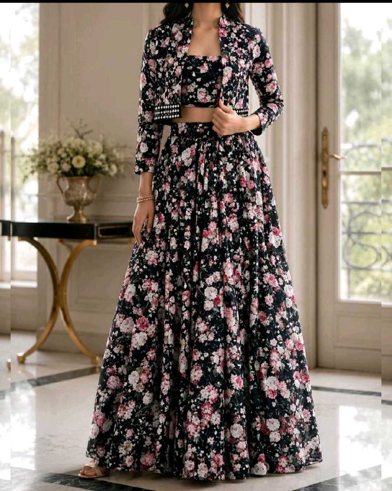 Floral Print Lehenga Choli Set