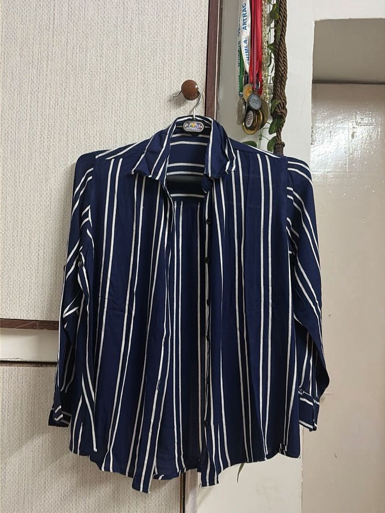 Classic Navy &amp; White Striped Shirt