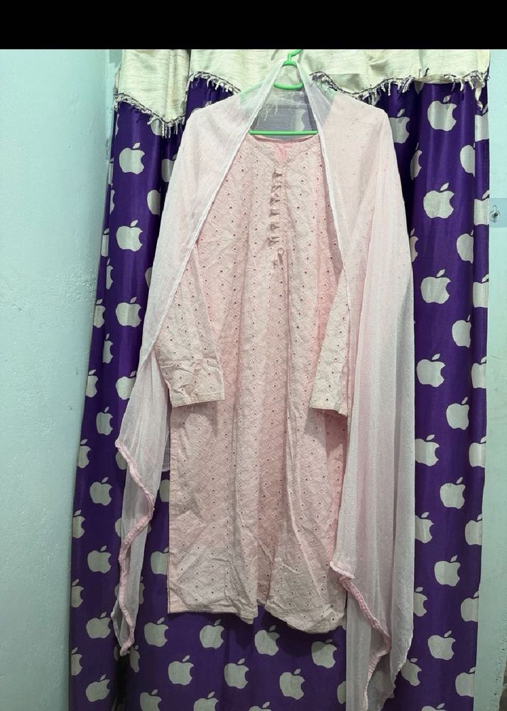 Baby Pink Kurti with Dupatta Set