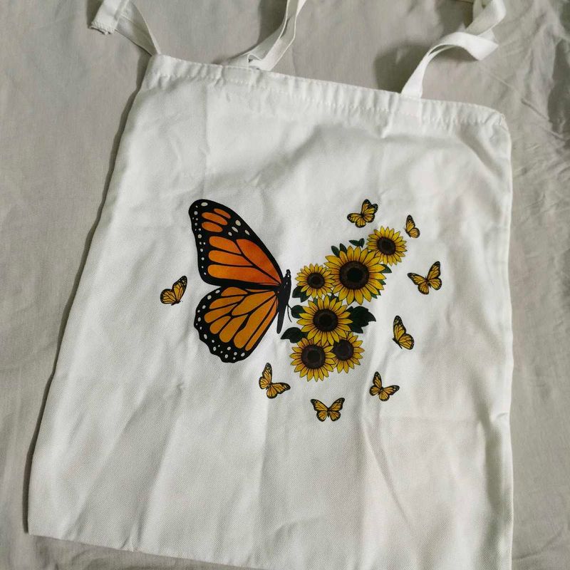 Cute Butterfly &amp; Sunflower Tote Bag