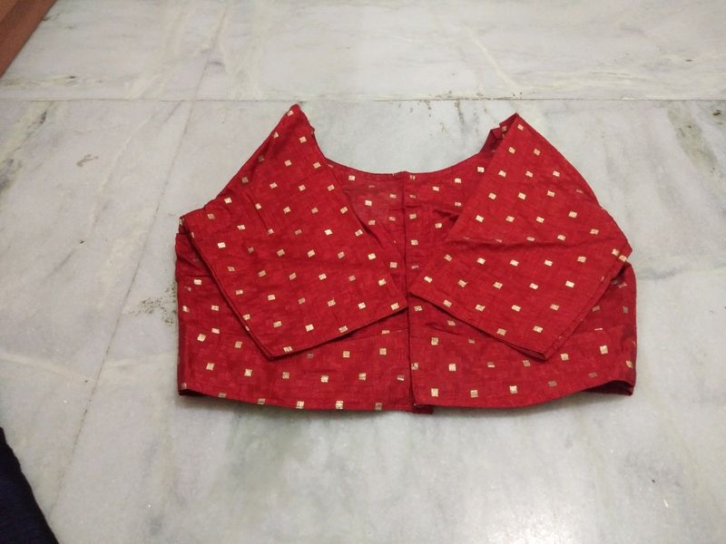 Red &amp; Gold Embellished Blouse