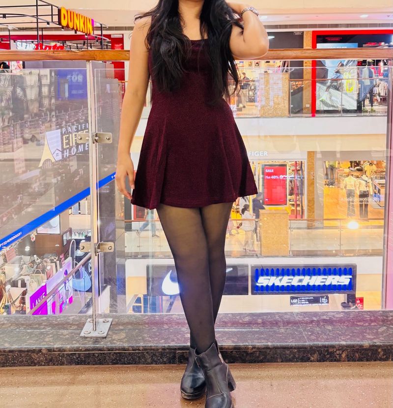Chic Burgundy Skater Dress