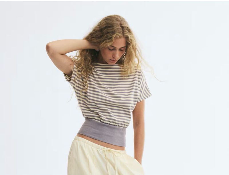 Striped Cropped Casual Top