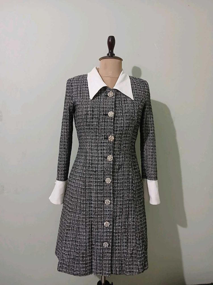 Chic Tweed Button-Up Dress