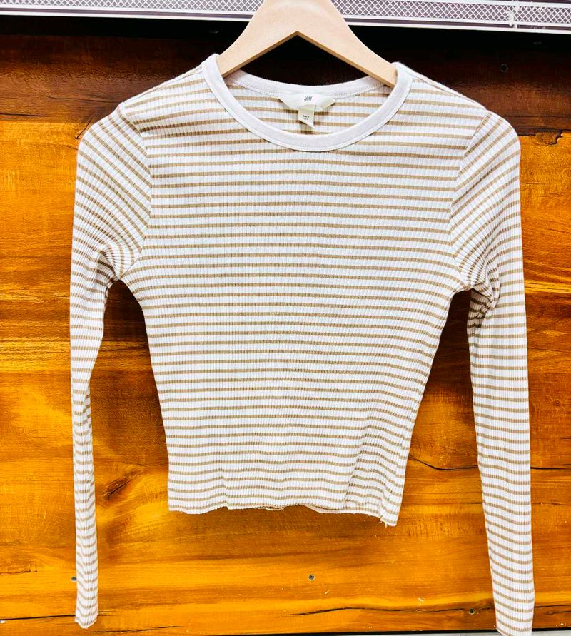 H&amp;M Ribbed Striped Long Sleeve Top