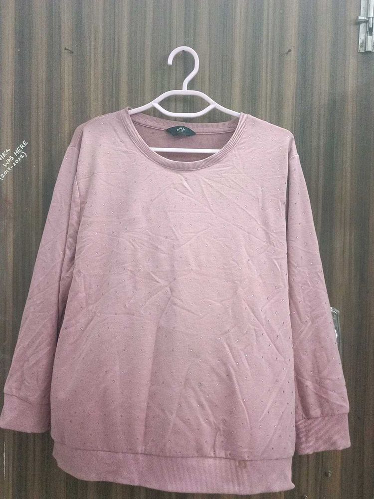 Dusty Rose Embellished Sweatshirt