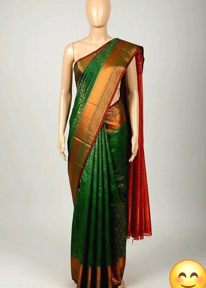 Green &amp; Red Silk Saree
