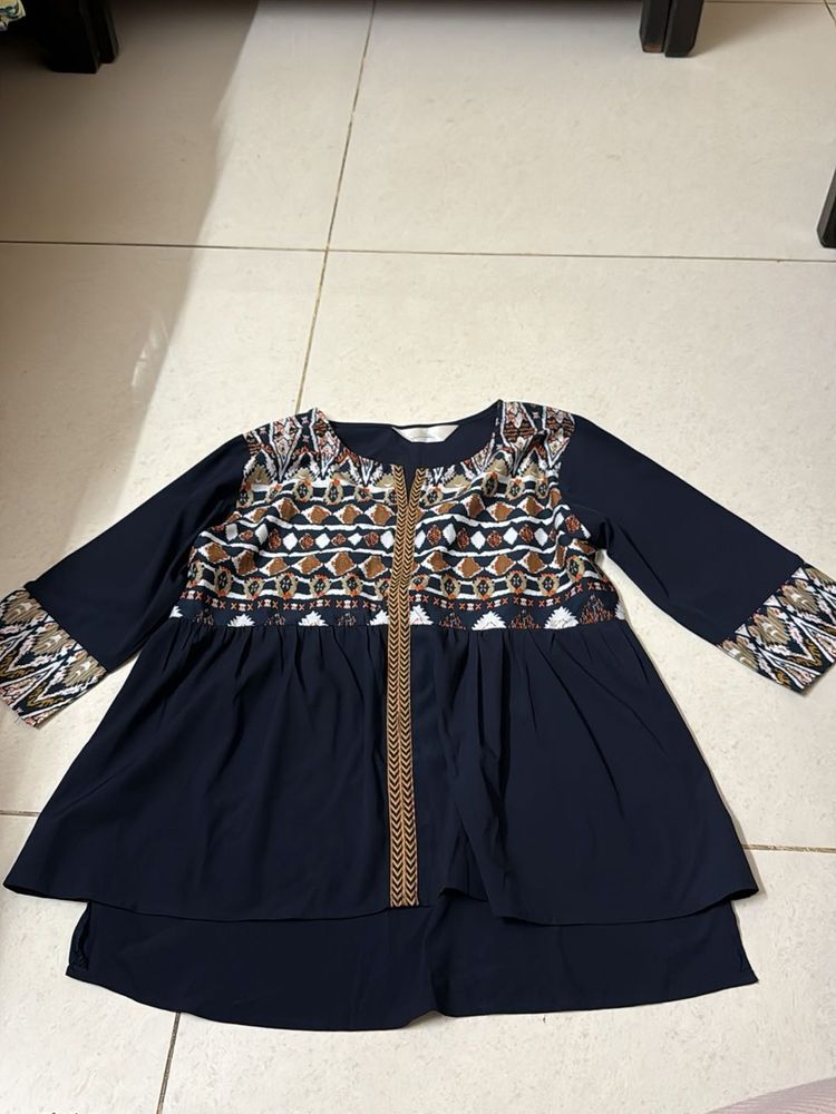 Stylish Navy Blue Printed Kurta
