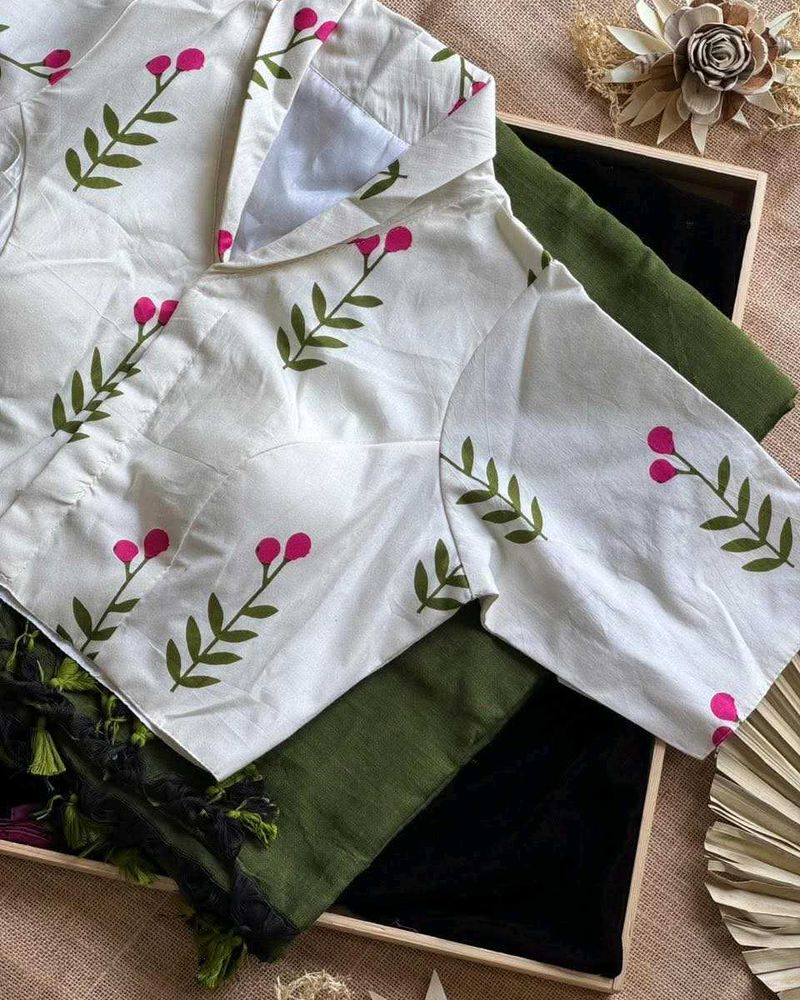 Floral Print Readymade Saree Blouse