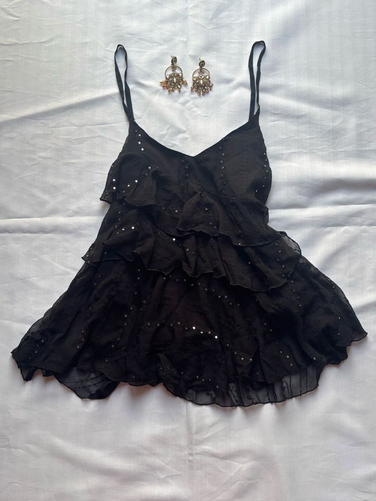 Sparkly Tiered Spaghetti Strap Top