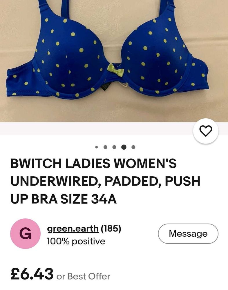Blue Polka Dot Padded Push-Up Bra