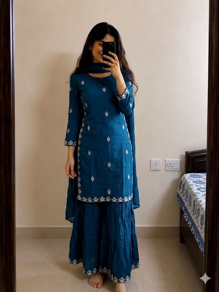 Elegant Teal Kurta Set with Dupatta
