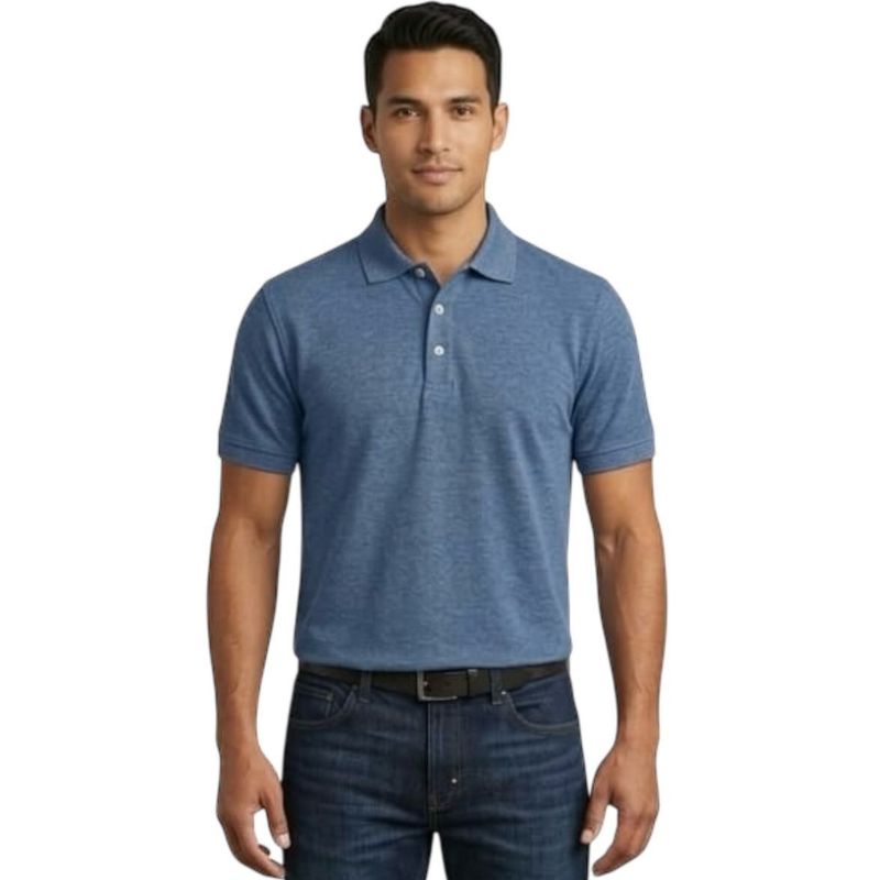 Men's Blue Heathered Polo Shirt