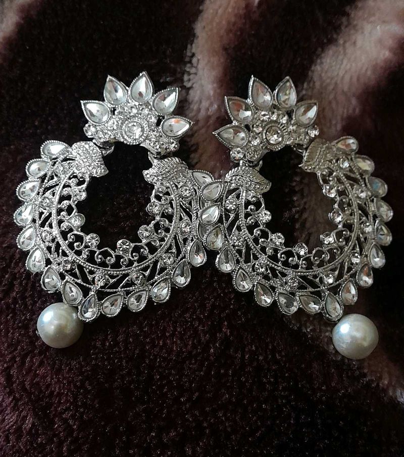 Silver Tone Statement Earrings