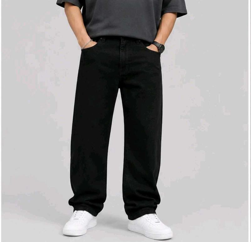 Black Mid Rise Straight Fit Jeans