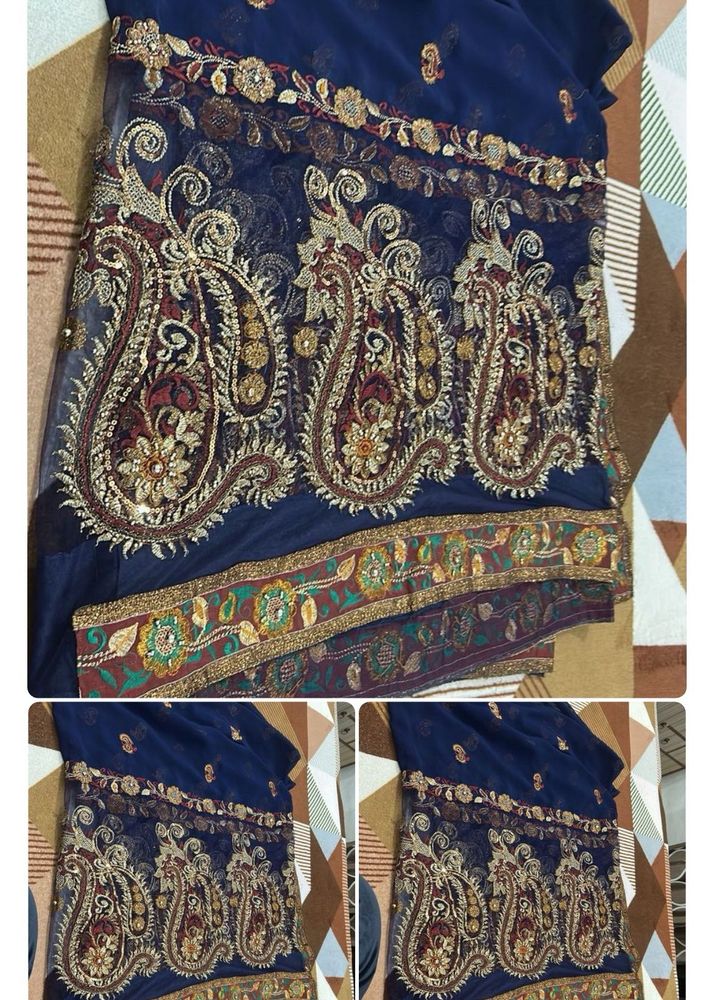 Embroidered Blue Saree