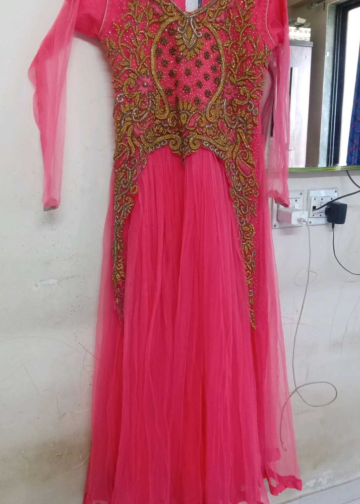 Stunning Pink Embroidered Ethnic Gown