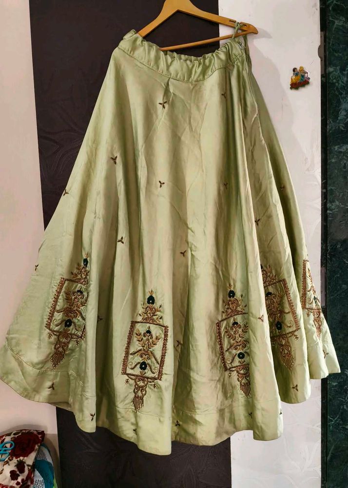 Green Embroidered Ethnic Skirt