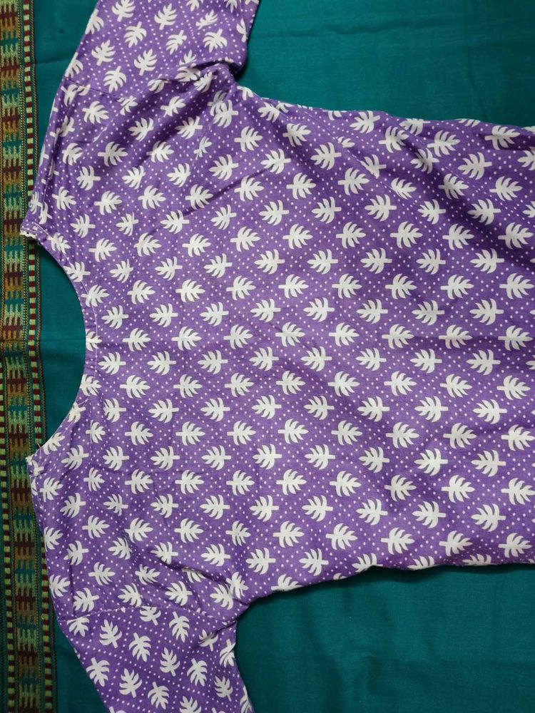 New Levender Colour Short Cotton Kurti