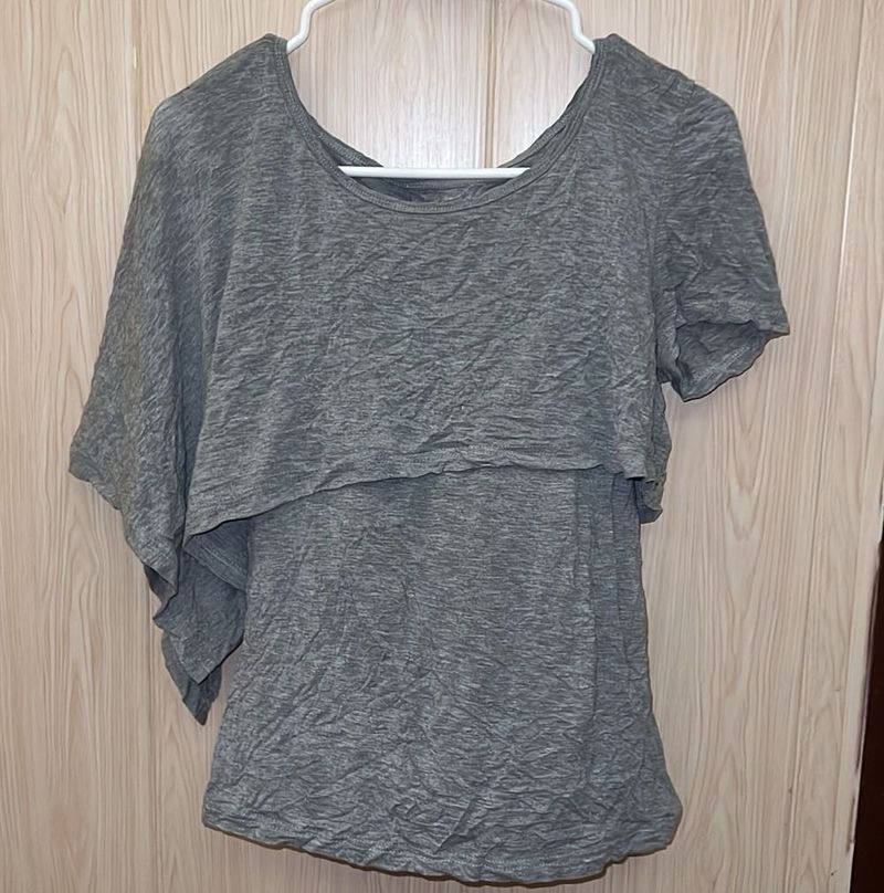 Stylish Grey Layered Tunic Top