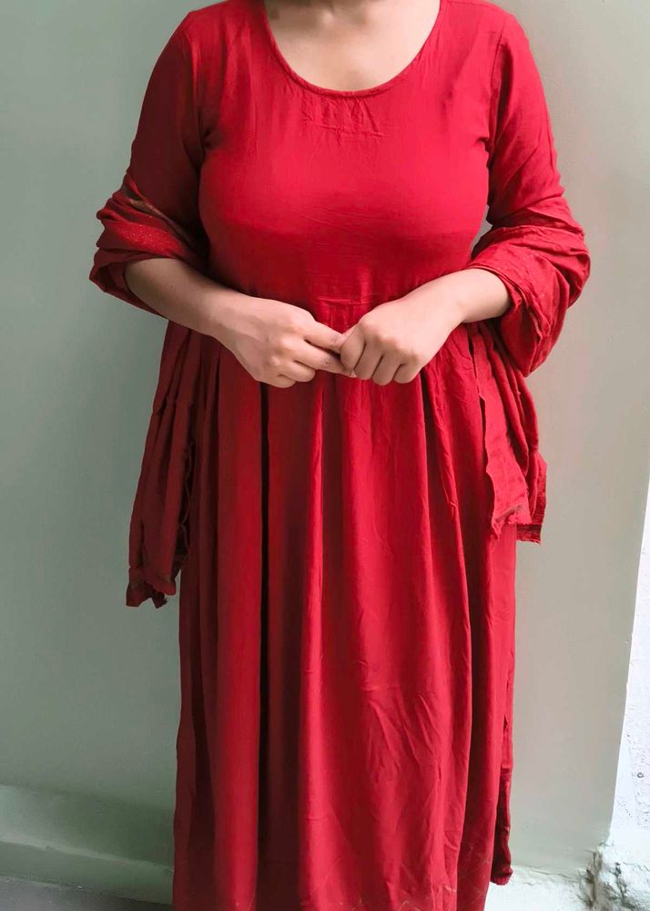 Elegant Red Anarkali Style Gown