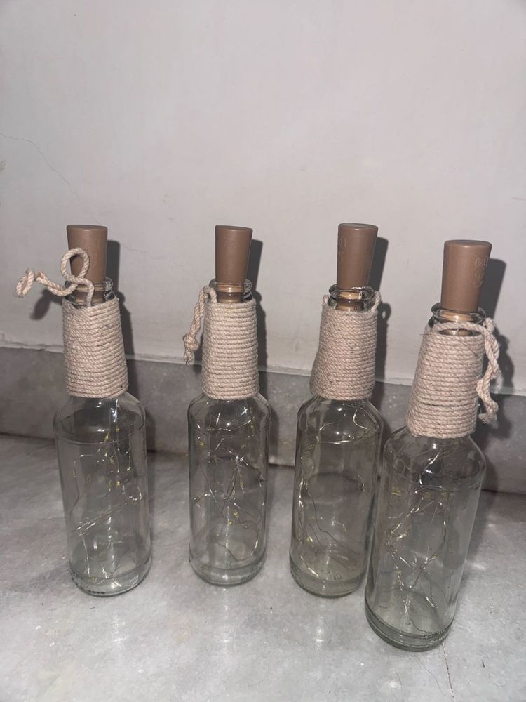 2 Glass bottles with Fairy lights