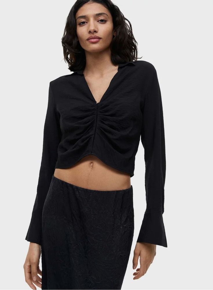 H&amp;M, Crop Button Down Shirt