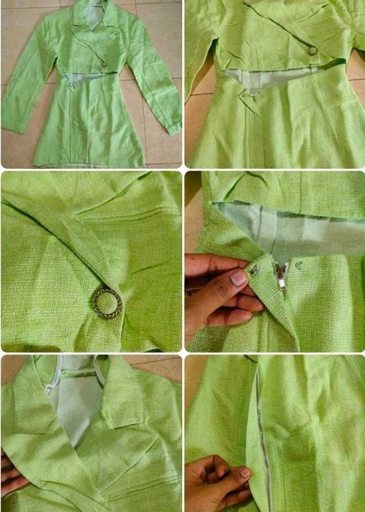 Lime Green Blazer Dress Set