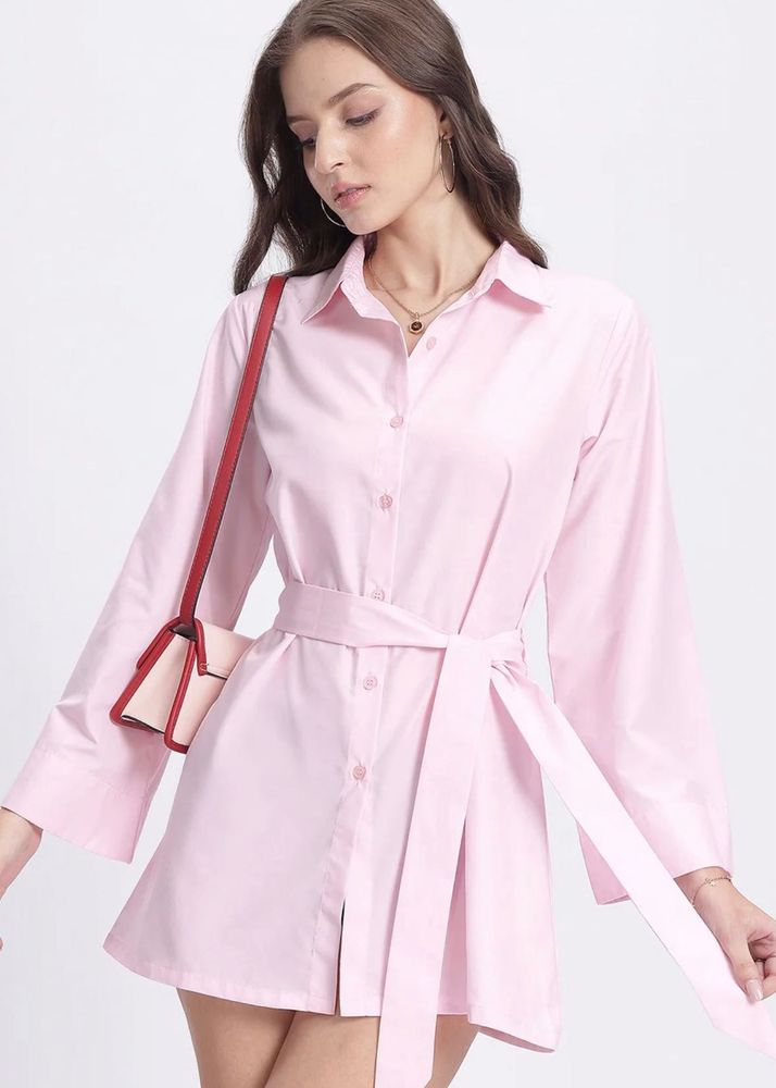 Chic Pink Shirt Dress