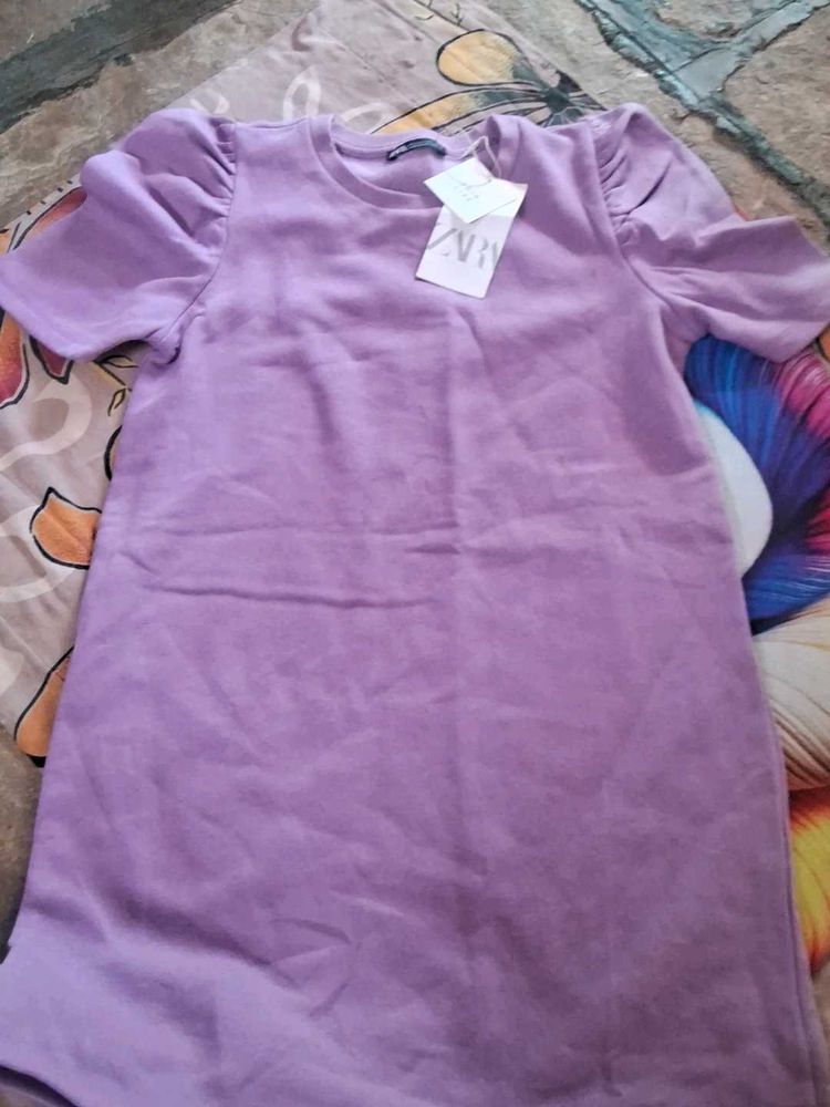 Zara Lavender Puff Sleeve Dress