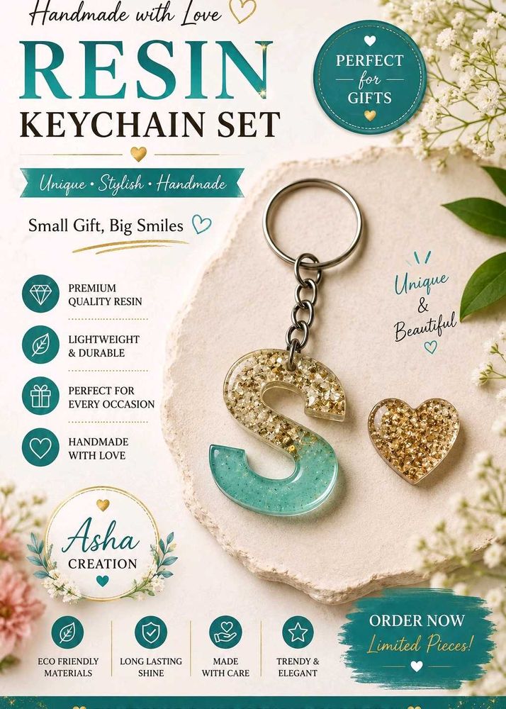 Handmade Resin Letter S Keychain Set